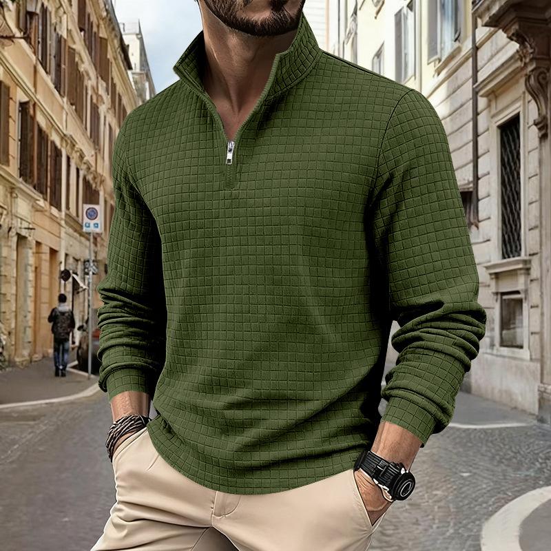 Autumn/Winter Oversized Heavyweight Casual Commuter Sweatshirt Simple Stand Collar Half-Zip Men's Hoodie