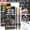 3pcs Car Wheel Chrome Paint DIY Repair Marker Auto Permanent Waterproof Repair Scratch Remover Paint Pen Chrome Mirror Marker Touchup Paint2