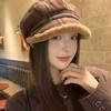 Autumn and Winter Retro Beret Plaid Plush Warm Plush Versatile Thickened Octagonal Hat Duck Tongue Painter Hat