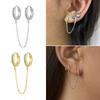 Two Holes Connecting Earrings Piercing Chain Hoop Earrings Huggie Wrap with Chain Dainty Earrings Jewelry for Women Girl