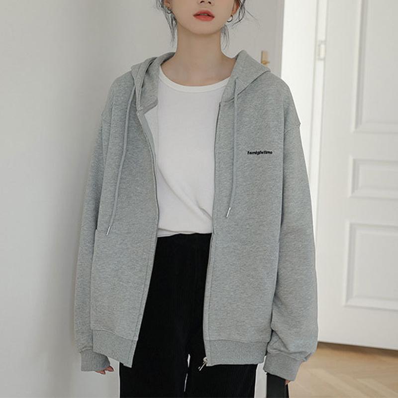 Sweatshirt Damen Letter Hooded Cardigan Lose Freizeitjacke Top