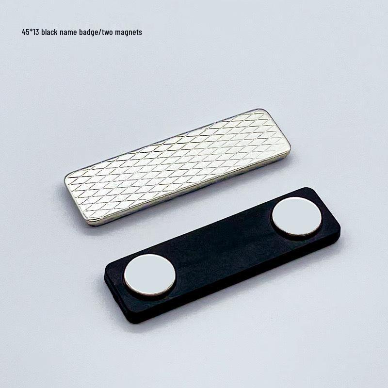 Magnetic Name Badge with Strong Double-Sided Adhesive Clasp, 45x13mm, 2-Piece Metal ID Holder