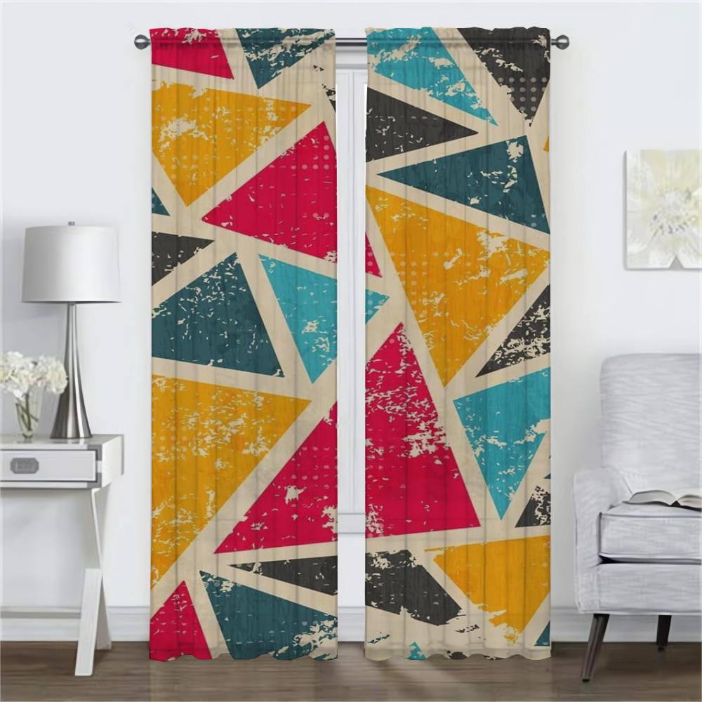 Kitchen Curtains for Living Room Curtain Colorful Pattern Shades Partition Halloween Decoration Home Interior Curtains 2 Pieces