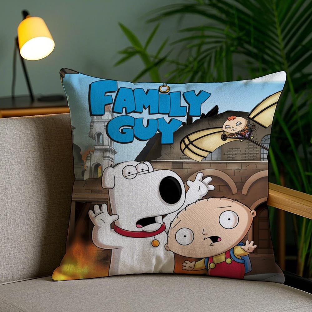 F-Family G-Guy Cushion Cover Soft Short Plush Double-Sided Printing Home Decor Machine Washable Pillow Case Gift