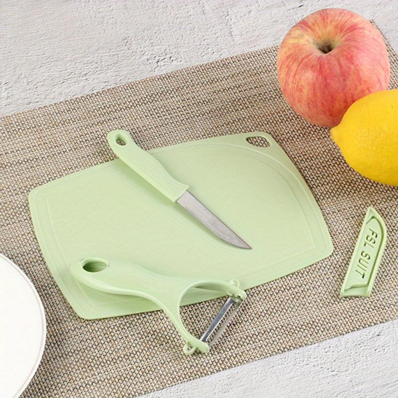 1set Random Color Fruit Knife Cutting Board Peeler Set, Paring Knife Fruit Knife Chopping Board Set, Kitchen Tools