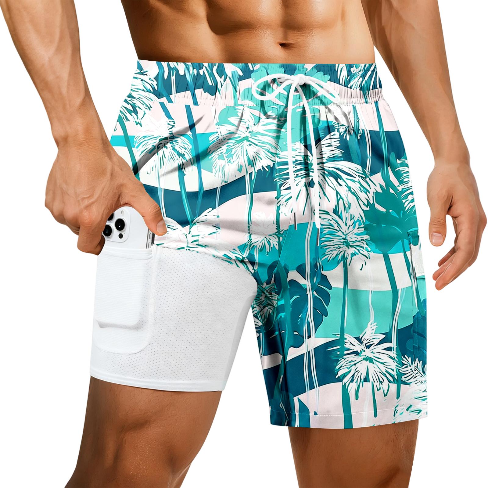 Mens swim trunks with pocket design for swim trunks men quick dry fabric suitable for men s swim trunks and mens board shorts S синий