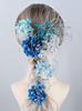 Hair Ornament for and and Gold Coming-of-Age Ceremonies, Graduations, Weddings Hydrangea, Baby's Breath, Pearl, Mizuhiki, Blue, White, Silver,