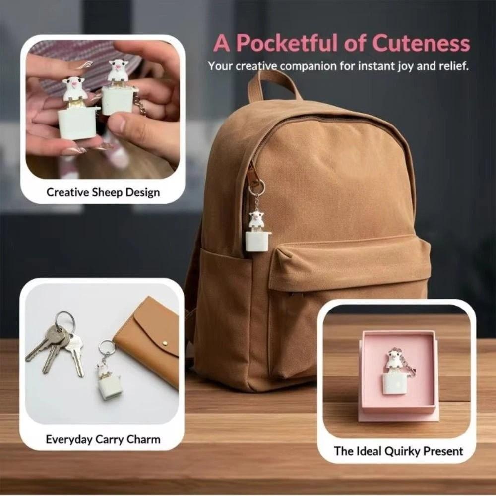 Sheep Design Little Lamb Pressing Sound Keychain Clicky Button Fidget Clicker Keychain Anti Angst