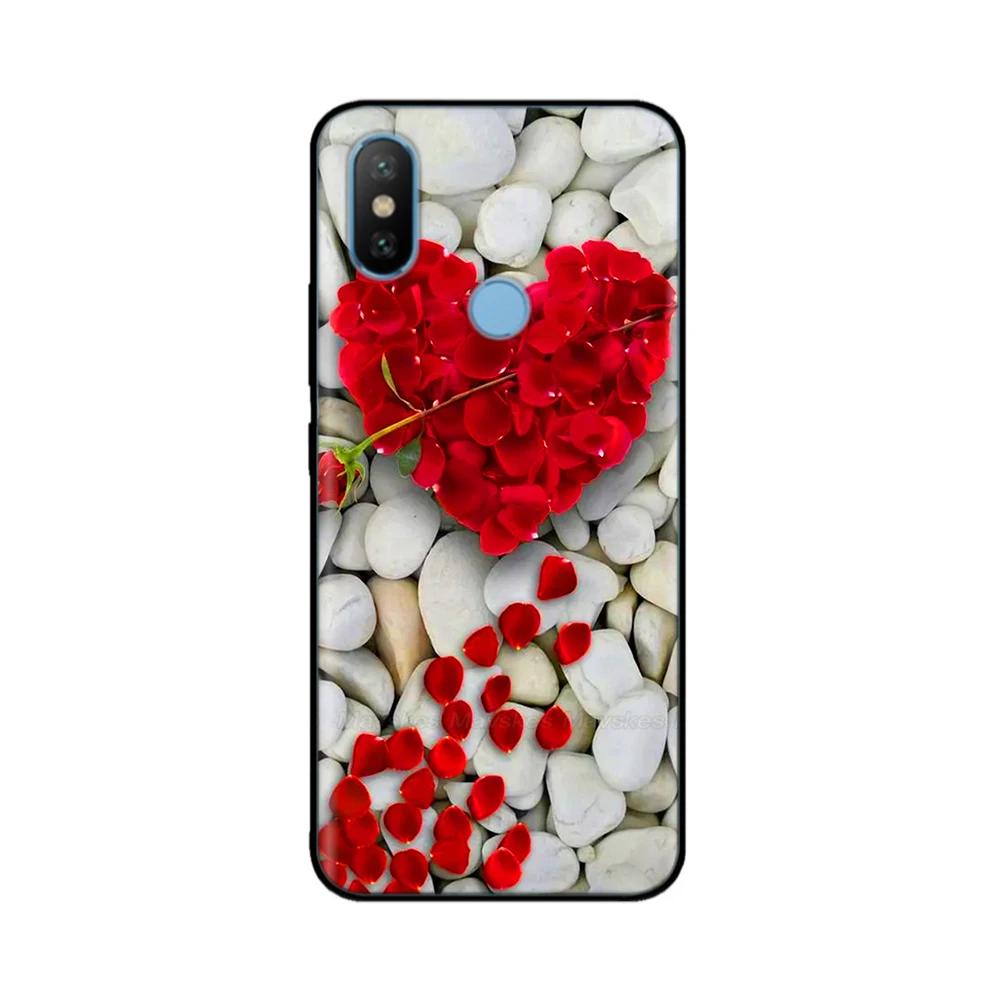 For Xiaomi Mi A2 Lite MiA2 Case Cute Heart Flower Back Cover Soft Silicone Phone Case For Xiaomi Mi A2 Lite A2lite Fundas Bumper
