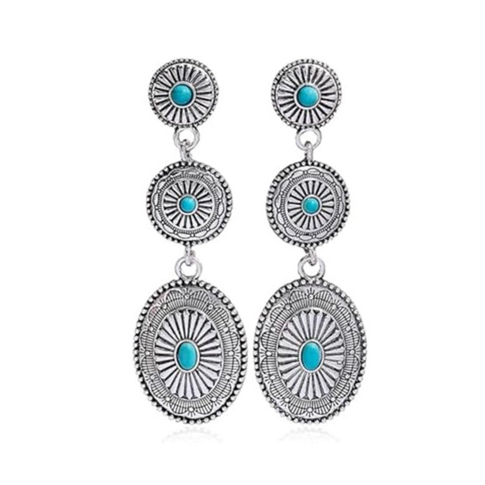 Silver Western Style Stud Earrings Dangling Boho Chic Jewelry Women's Gypsy Earrings  Outfits