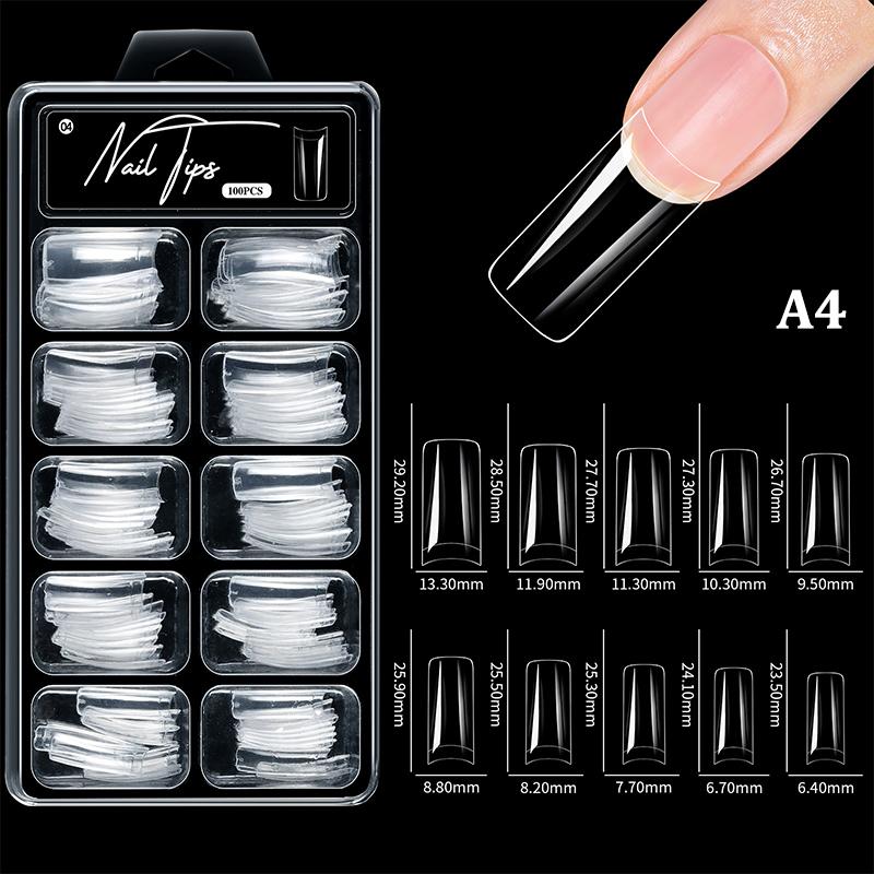 100Pcs Soft Gel False Nail Tips Short Square Coffin Almond Artificial Press On Fake Nails Extension Manicure Tools