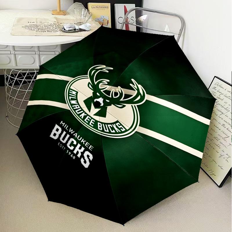 Bucks Team Logo Artwork Umbrella Folding Umbrella, Automatic Umbrella 8-Frame for Travel, Camping Use Gift for Halloween Christmas