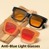 New Square-Frame Anti-Blue Light Glasses with Red/Orange Lenses Classic Driving Anti-Glare Night Vision Eyewear Unisex