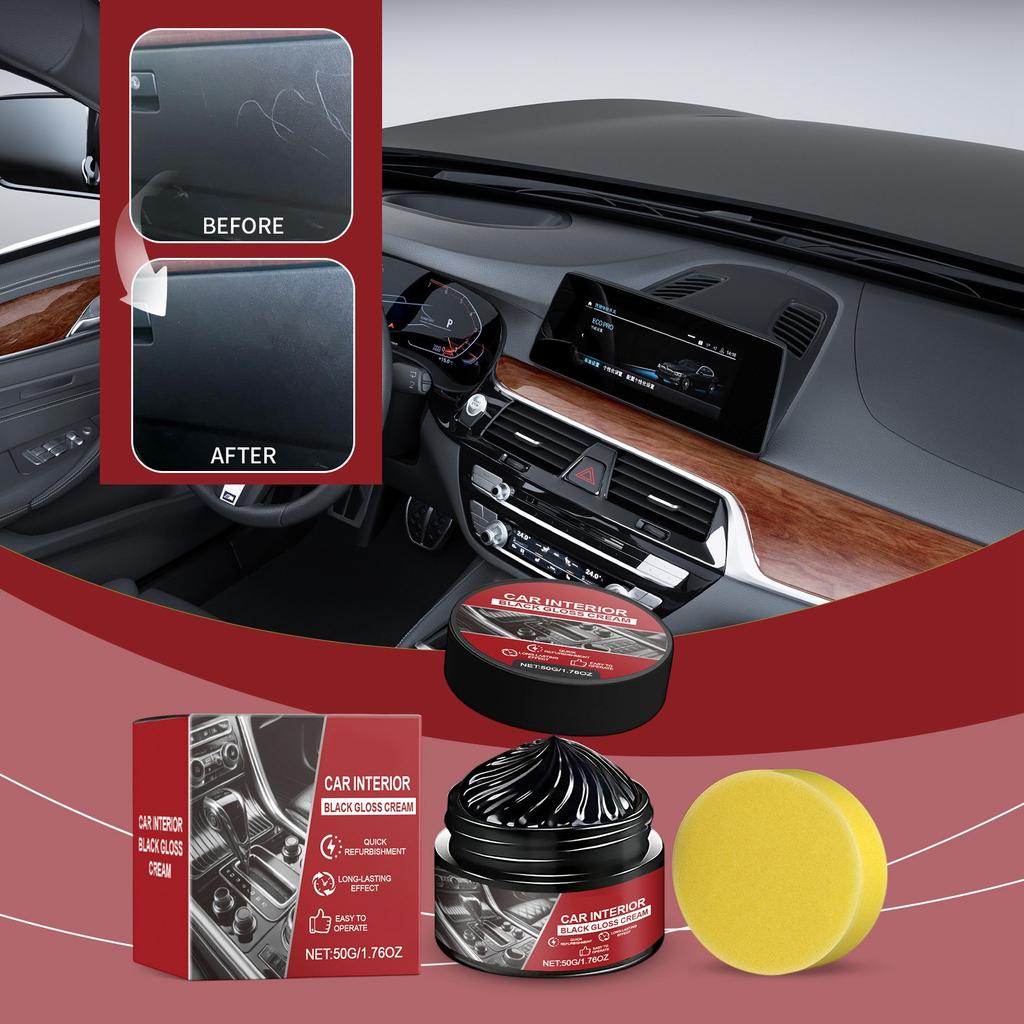 Automotive Interior Paste, Dashboard Care Wax, Fading Universal Maintenance Paste With Sponge,50g