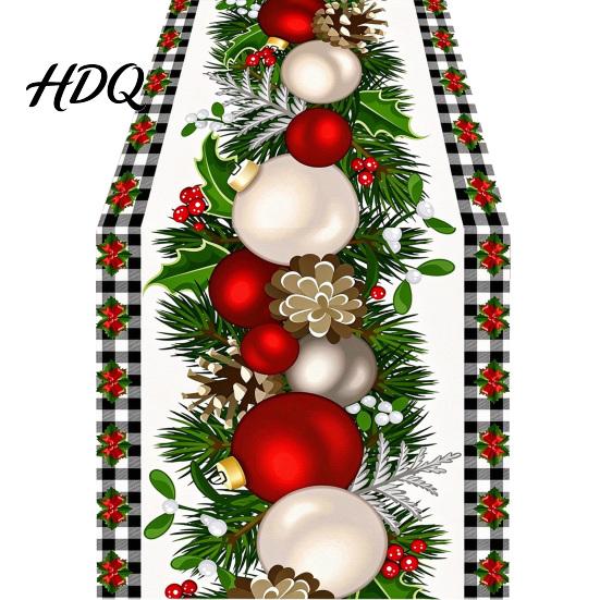 Soft Fabric Table Runner for Home Decor Christmas Runner Xmas Balls Tree Dining Decor Winter Holiday Farmhouse Snowflake Wedding Party Banquet