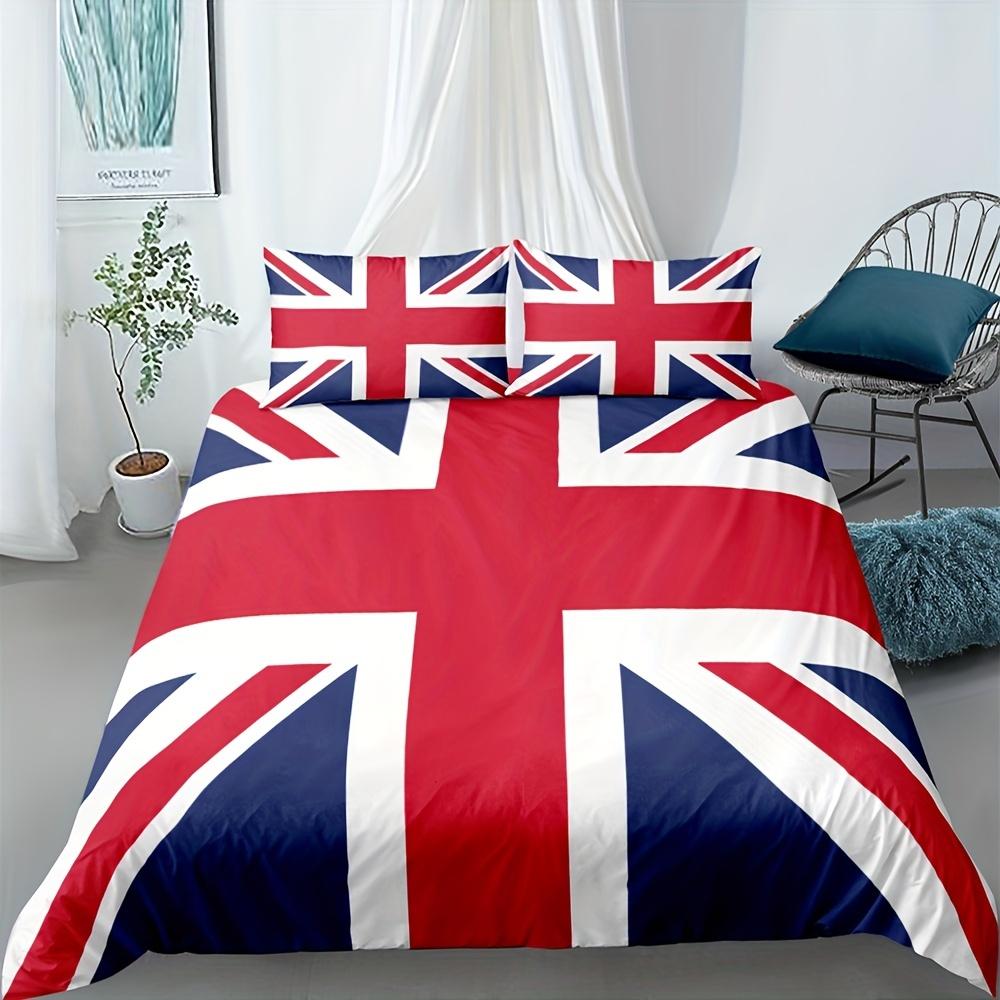 3pcs Britain National Flag Print Duvet Cover Set 1 Duvet Cover+2 Pillowcase All Season Soft Breathable Microfiber Bedding Set