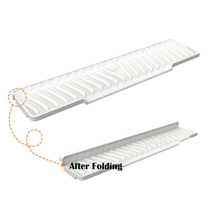 

Foldable Silicone Sink Splash Guard Narrow Edge Drain Pad for Kitchen Sinks 7° Slope Water Draining Mat for Bathroom Area