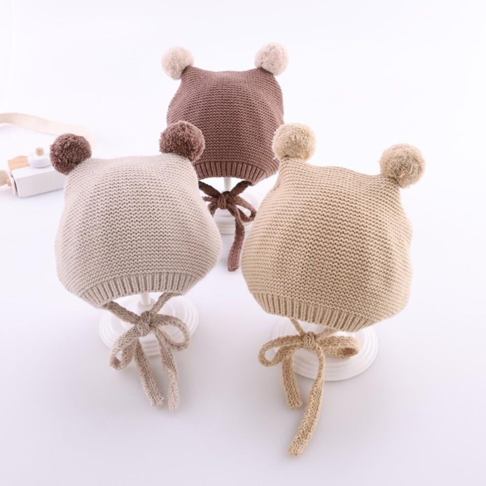 Soft Material Earflap Beanie Pom-pom Design Winter Hat Cute Knit Cap  For Girls