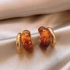 Tiger Eye Stone Earrings Alloy High End Ear Accessories Maillard Earrings Light Luxury Light Luxury Earrings For Gifts Daily