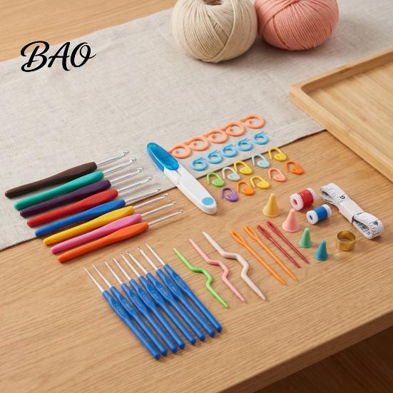 Beginner Crochet Tool Set Metal Hooks Set, Includes Yarn Needles Stitch Markers Tape Measure, with Weaving Tools for Crafts Storage Case, Soft Rubber