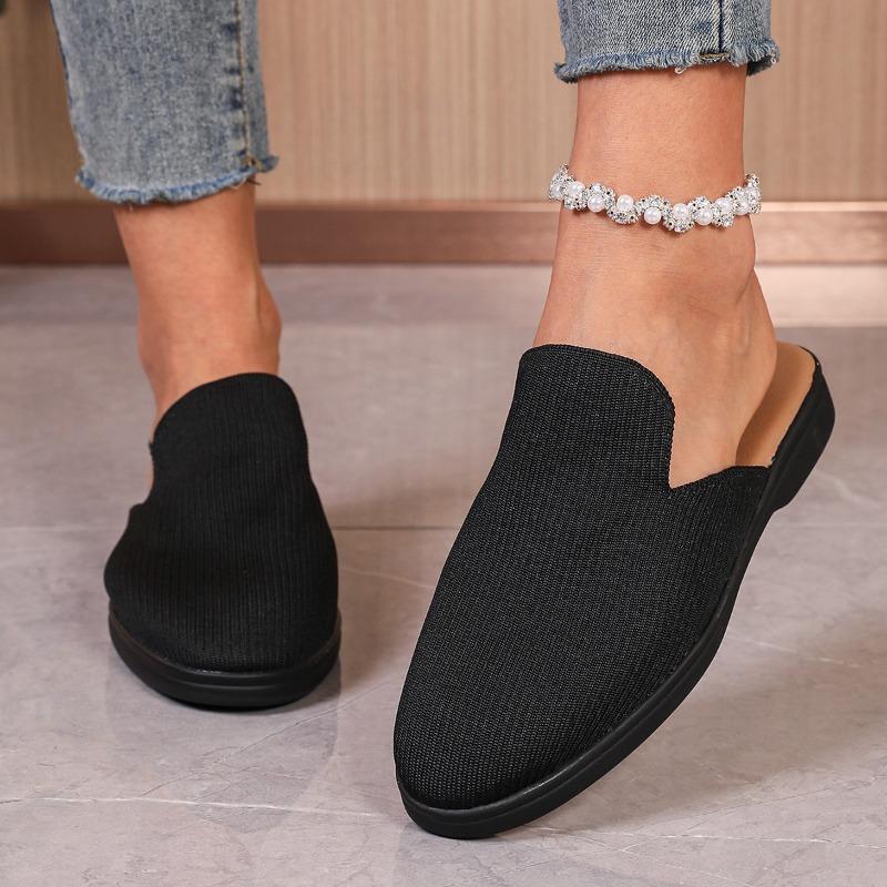 New Large-size Women's Shoes Summer Half-drag Fly-woven Flat-bottomed Slippers Women's Breathable Bag Head Lazy Cool Slippers Wish