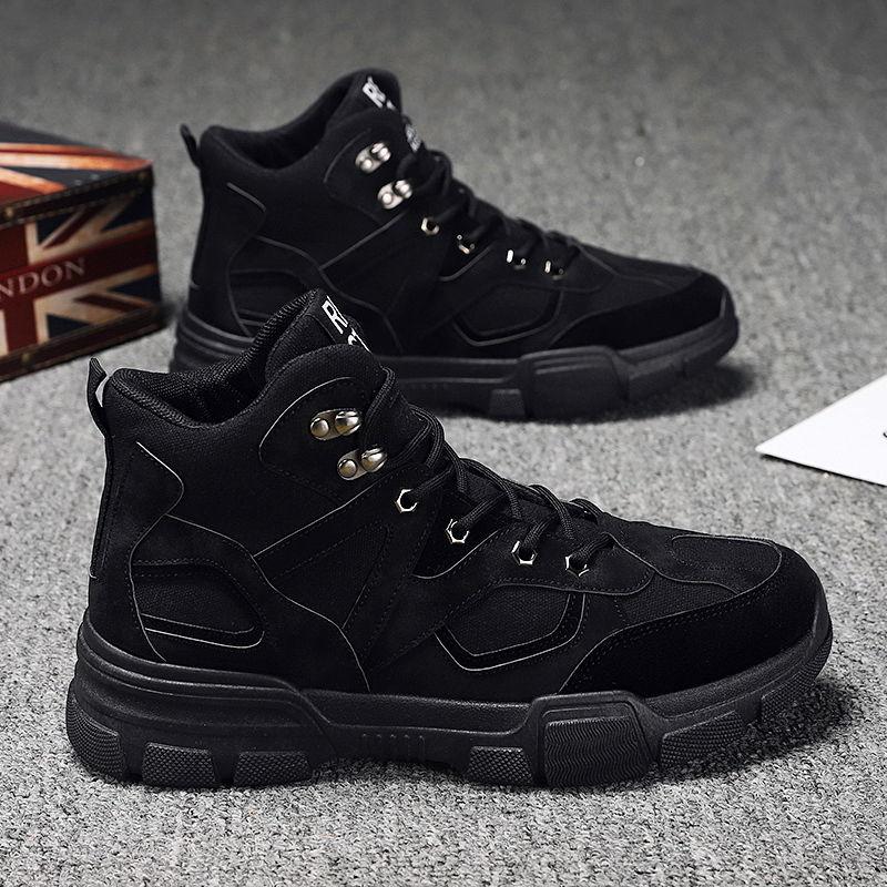 Fashion Warm Winter Ankle Boots Men Casual Shoes Lace-Up Autumn Felt Waterproof Work Tooling Mens Boots Botas