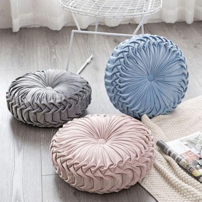 Cushion Round Solid Color Pleated Floor Pillow Diameter 38 * 10CM