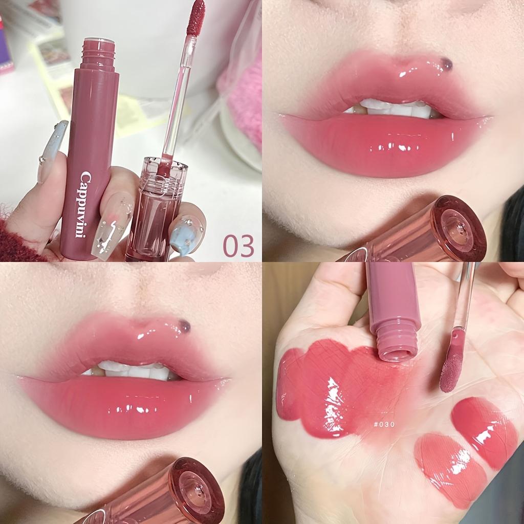 Gloss Labial Jelly Espelhado à Prova d'Água 6 Cores Brilho Labial Água-Luz Longa Duração Hidratante Brilhante Vermelho Tonalizante Lábios Maquiagem Cosméticos