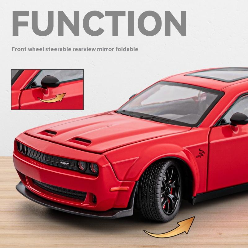 1/24 Scale Dodge Challenger Hellcat Redeye Alloy Car Model Sound and Light Children Toy Birthday Gift Miniature Voiture
