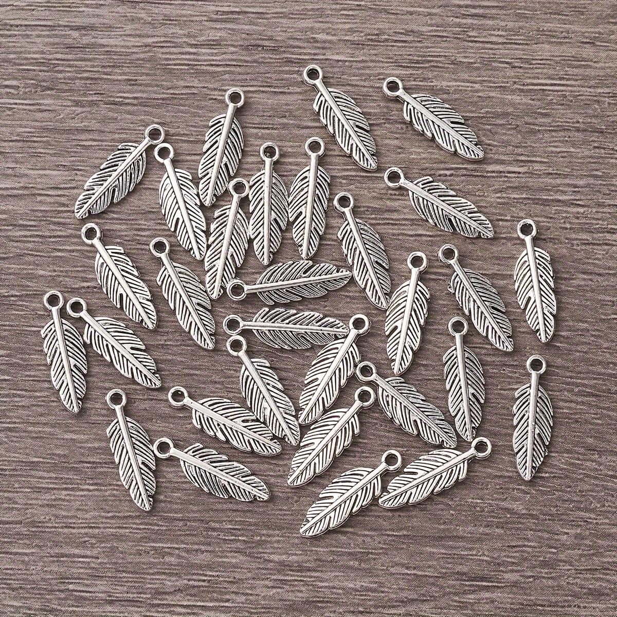 

[Retro Feather Pendant] 30 Zinc Alloy Retro Feather Pendant | DIY Jewelry Bracelet Earrings Necklace Making 30pcs срібний