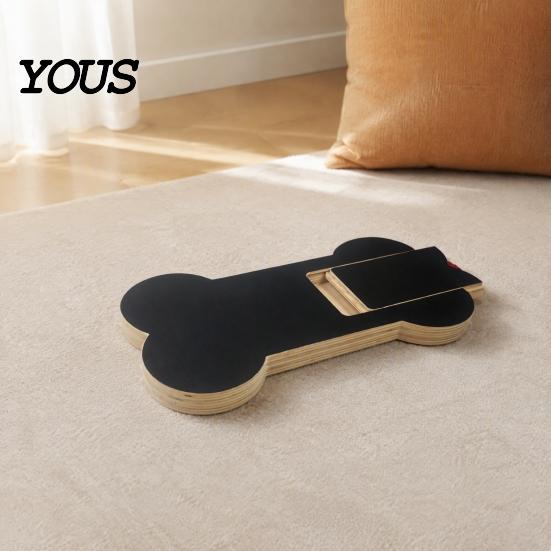 Pet Nail Grinder Alternative Dog Scratch Board with Treat Box, Wooden File Board, Bone Scratching Deck Shaped Pad, for Large Medium Small Dogs