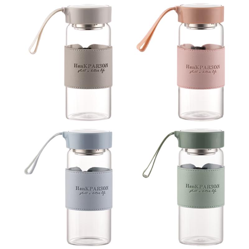 Souhe Portable Borosilicate Glass Tea & Water Bottle 480ml