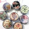 Metal Round Natural Flowers Pill Boxes Holder 3 Grids Medicine Case Small Portable Case Container Splitters