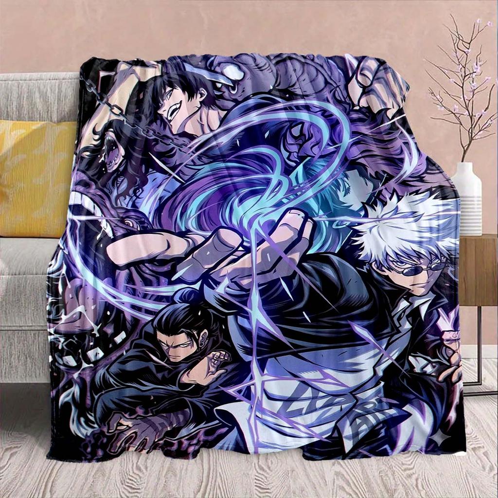 Jujutsu Kaisen Anime Flannel Blanket - Soft Warm Perfect for Sofa, Bedding Camping Travel Office Home Decor -QJY
