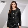 ziai New Spring Autumn Women Short Faux Leather Jacket Casual PU Coat Loose Motorcycle Jackets Fashion Streetwear Oversized Korean Coat YDP-21597