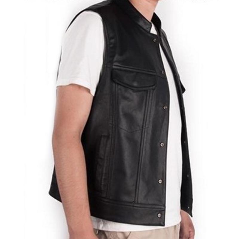 Herren Weste Schwarz Biker Motorrad Hip Hop Weste Männlich Kunstleder Punk Frühling Ärmellose Lederweste Plus Größe Lose Lässig