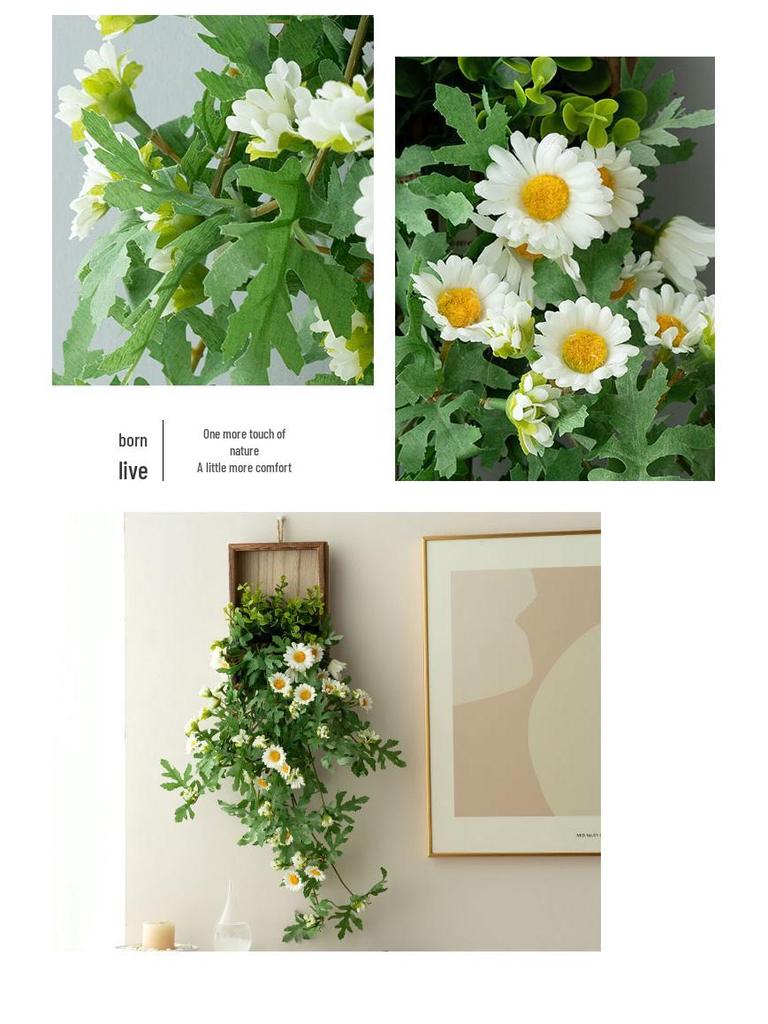Stylish Daisy Pendant Faux Flower Vine for Indoor Wall Decoration and TV Background