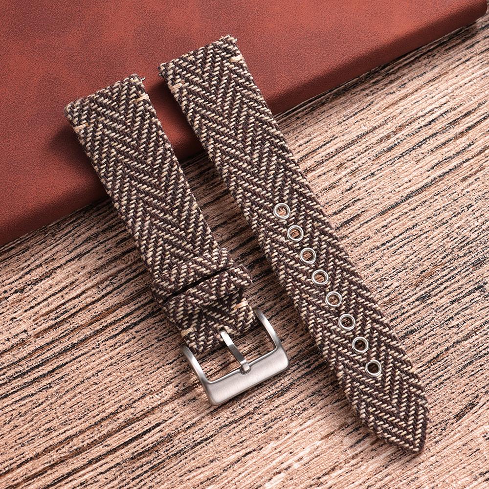 18mm 20mm 22mm Genuine Leather Nylon Watch Band Strap Vintage Weave Bracelet Men Women Quick Release Wrist Band for Huawei Watch