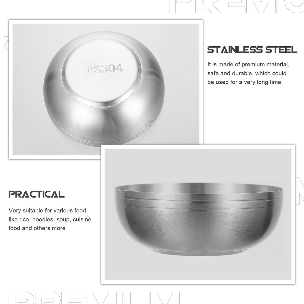 Stainless Steel Food Serving Bowl Multipurpose Household Bowl for Rice Soup Noodles Kitchen Tableware Kitchen Gadget