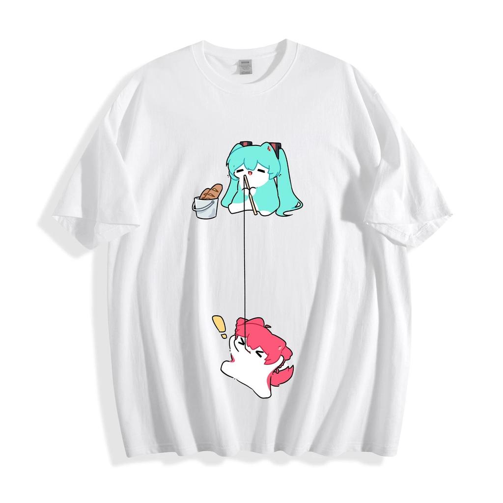 Kawaii Hatsune Miku x Kasane Teto T-Shirt- Cute Vocaloid Meme Graphic Unisex Tee