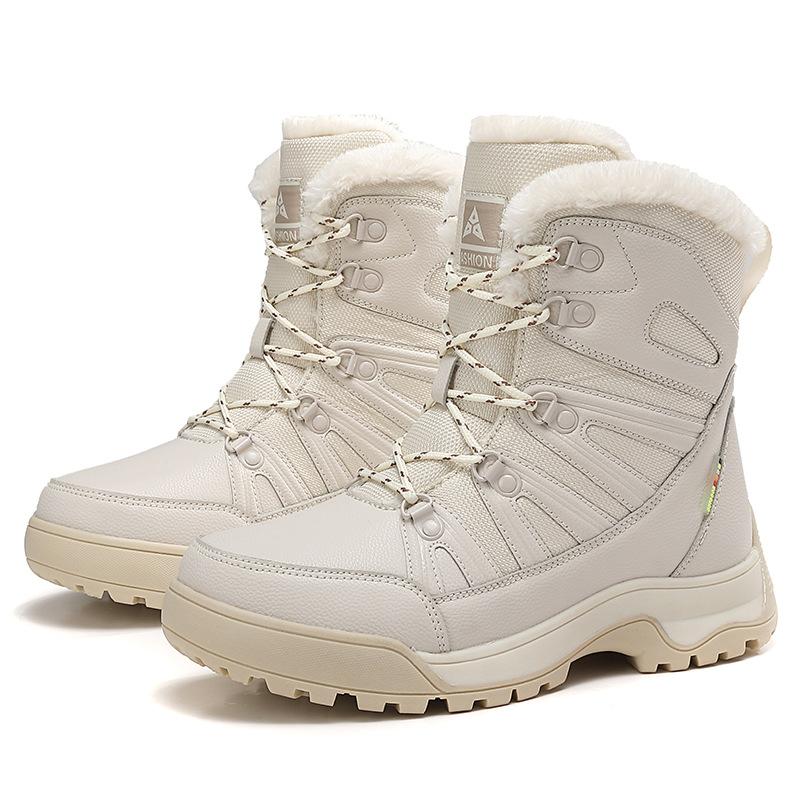 Winter snow boots women's shoes plush warm cotton shoes wear-resistant windproof sports outdoor high-top women's boots large size shoes