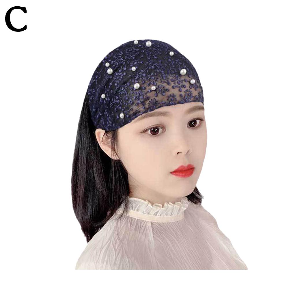 Fashion Women Wide Brimmed Headband With Pearl Decoration Turban Headband Hair Accessories Breathable Workout Lace Large