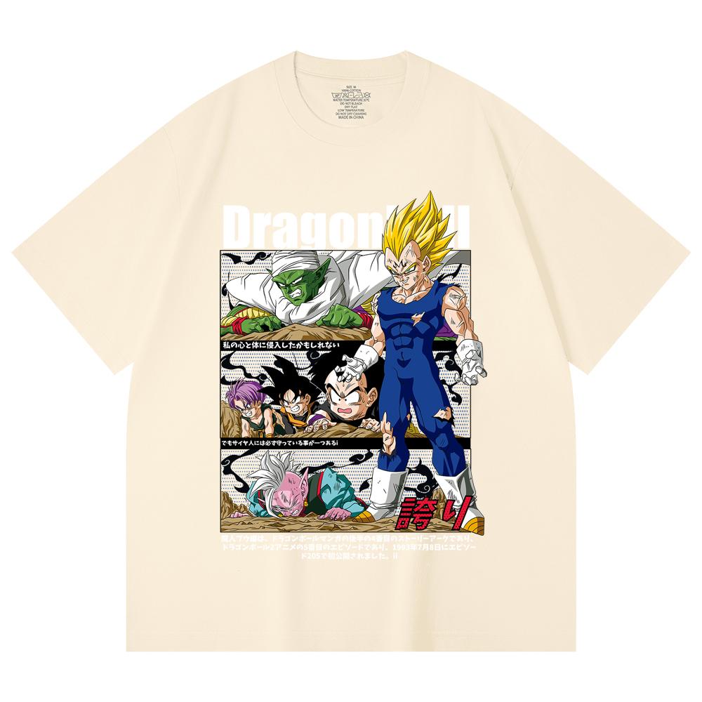 230 Gsm 100% Cotton Dragon Ball V6 Majin Vegeta Print Unisex Heavy Cotton T Shirt