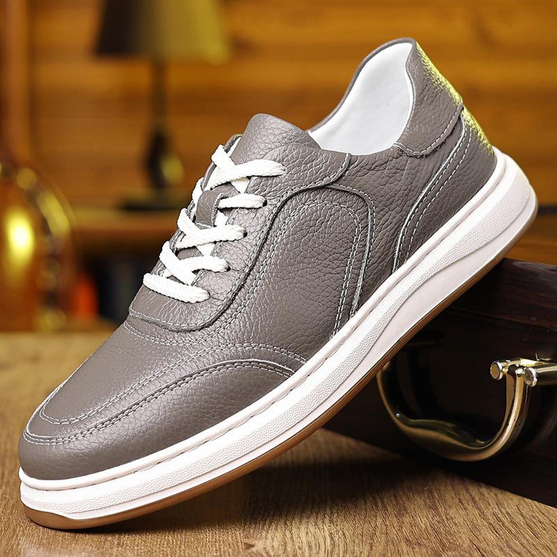 

Men s shoes spring and summer new leather breathable empty board shoes lace-up holes men s leather shoes sports casual white shoes 45