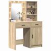 Makeup Table Set with LED 2 pcs Sonoma Oak Wood Based Material