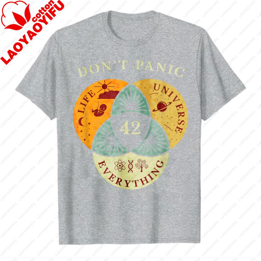 

Dont Panic Life Universe Everything 42 Science Fiction Space Lovers Hitchhikers Guide To The Galaxy Graphic TShirt Streetwear S