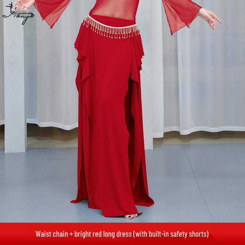 New Style Belly Dance Practice Skirt - Beginner Slimming Slit Long Skirt for Women