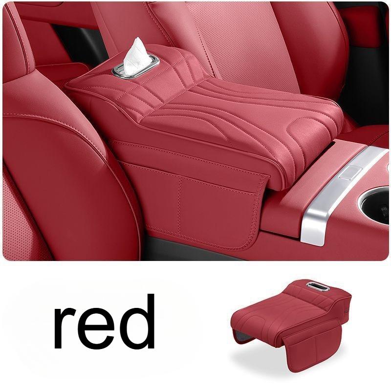 1pcs Car Center Console Armrest Cushion Thickened Arm Rest Box Pad With Side Extension Cushion And Tissue Holder