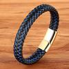 Men Jewelry Punk Black Blue Braided Leather Bracelet for Men Stainless Steel Magnetic Clasp Fashion Bangles Gifts 6 Colors