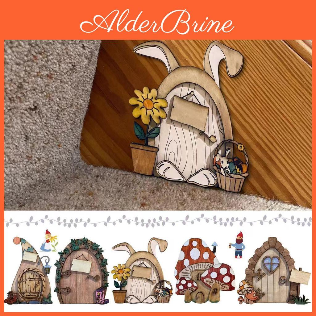 Mini Wooden Diy Door Cartoon Fairy Tale Gate Door Decoration Garden Courtyard Decoration Fairy Elf Door Craft Ornaments